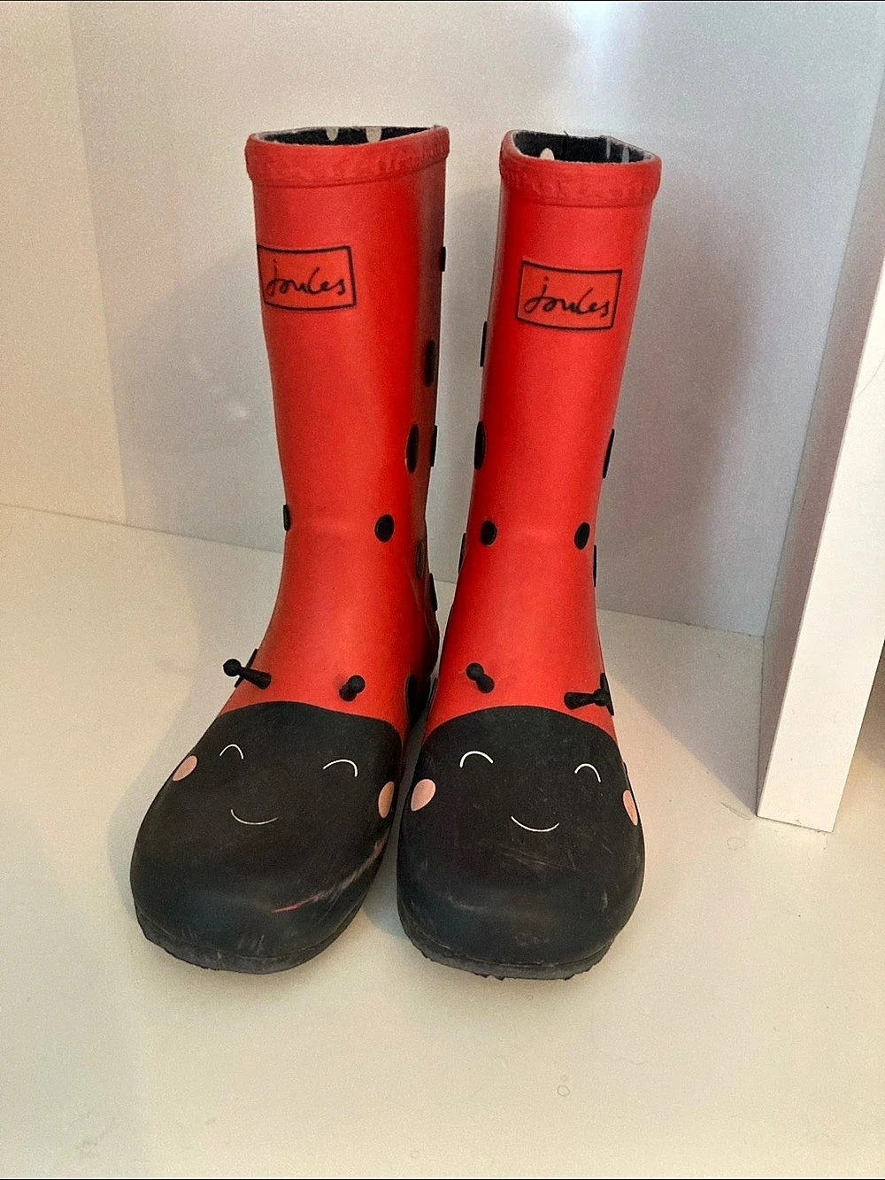 Joules Kids Ladybug Rain Boots Red & Black